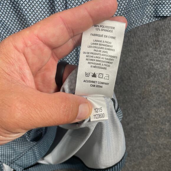 FootJoy Golf Polo Shirt Men's Large Blue Geometric Allover Outdoors Stretch - Picture 9 of 11